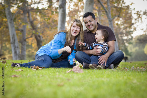 Happy Mixed Race Ethnic Fam...