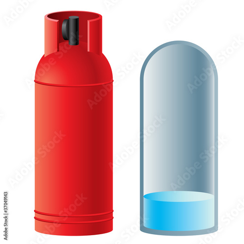 Red butane gas cylinder