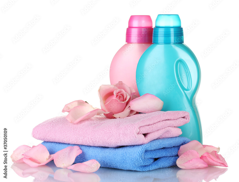 Towel and cleaning isolated on white
