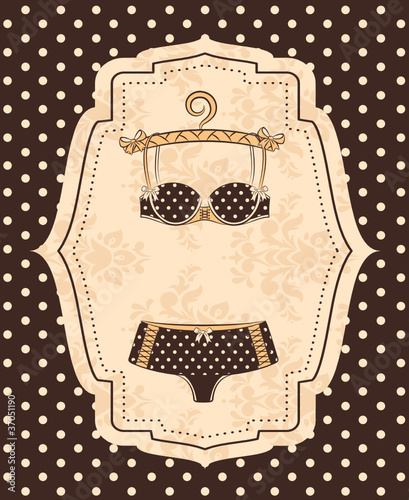 Vintage underlinen on ornament background.