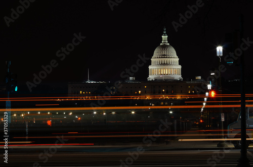 Washington DC, Capitol building with city lights