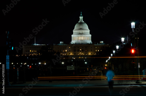 Washington DC, Capitol building with city lights