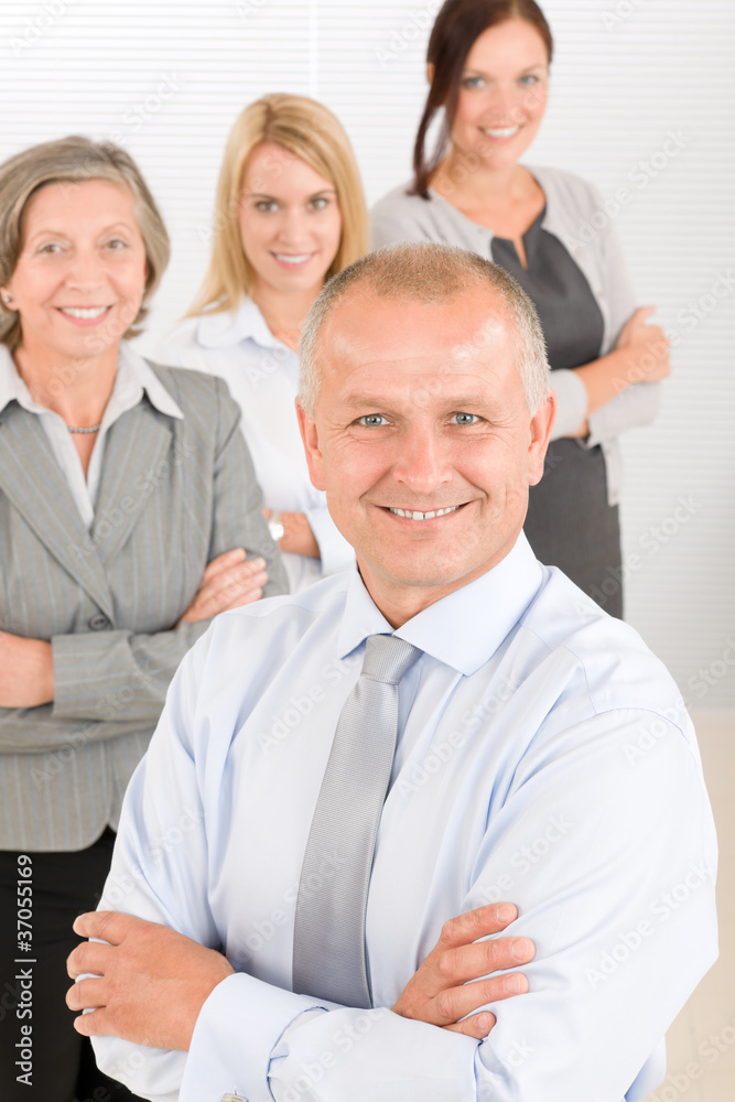Business team senior manager with happy colleagues Business team senior manager with happy colleagues