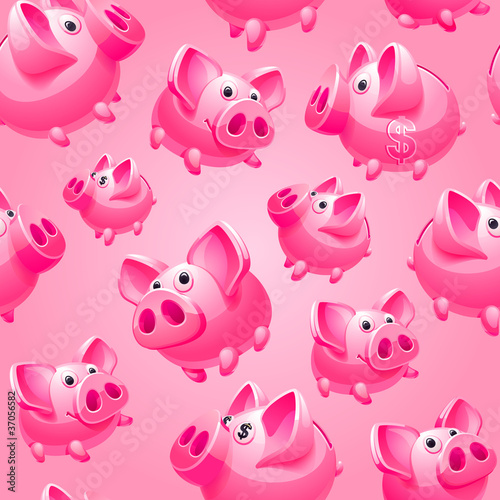 Fototapeta Naklejka Na Ścianę i Meble -  Bank on pink background, seamless, wrapping paper