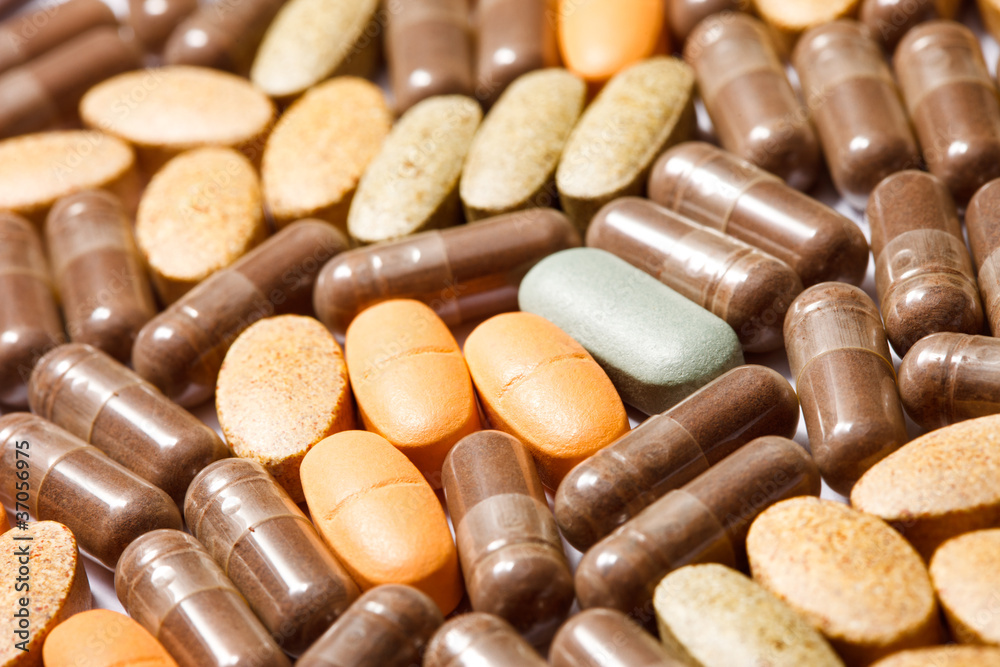 Medicinal pills piled up a bunch Medicinal pills piled up a bunch