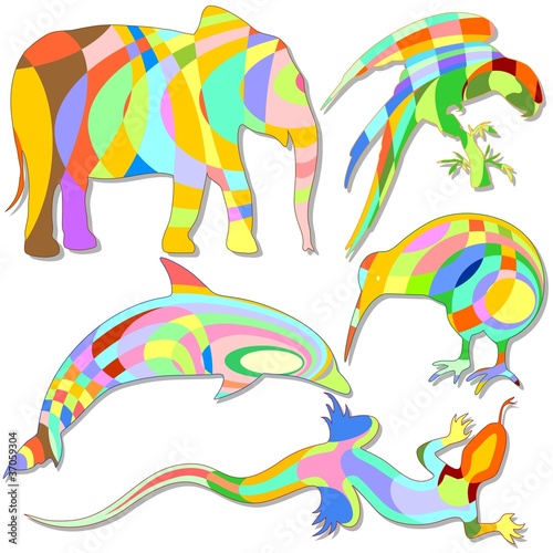 Animali Astratti Logo Colori-Animals Stickers Abstract Colors-4