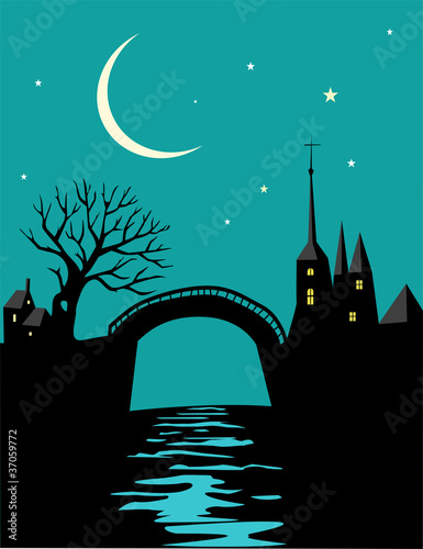 Night landscape with castle