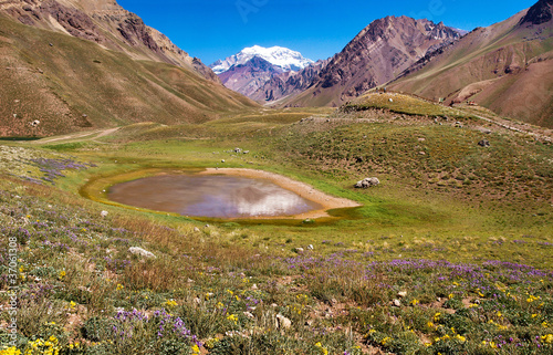 Nature landscape with Aconcagua in Argentina, South America photo