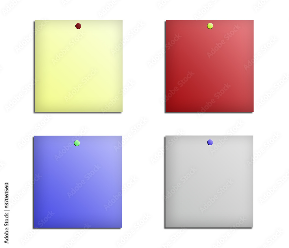 Blank colorful papers memo stick isolated on white background Blank colorful papers memo stick isolated on white background