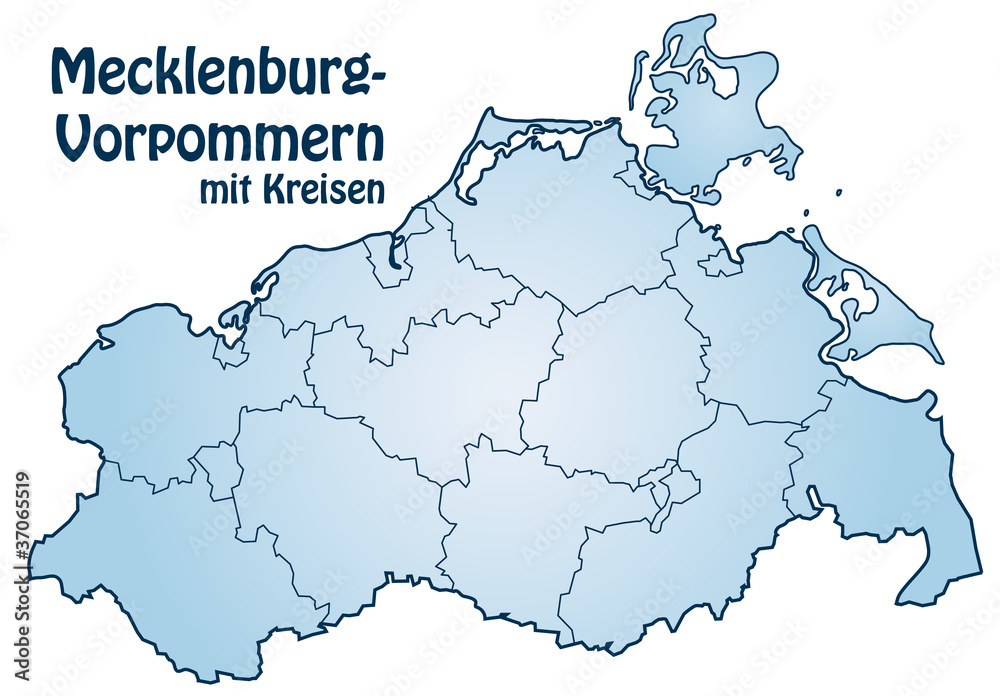 Bundesland Mecklenburg-Vorpommern mit Landkreisen