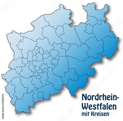 Bundesland Nordrhein-Westfalen mit Landkreisen