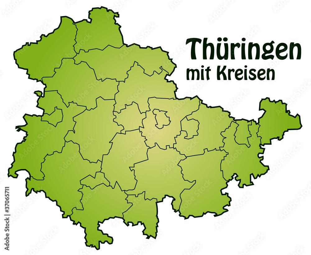 Fototapeta premium Bundesland Thüringen mit Landkreisen