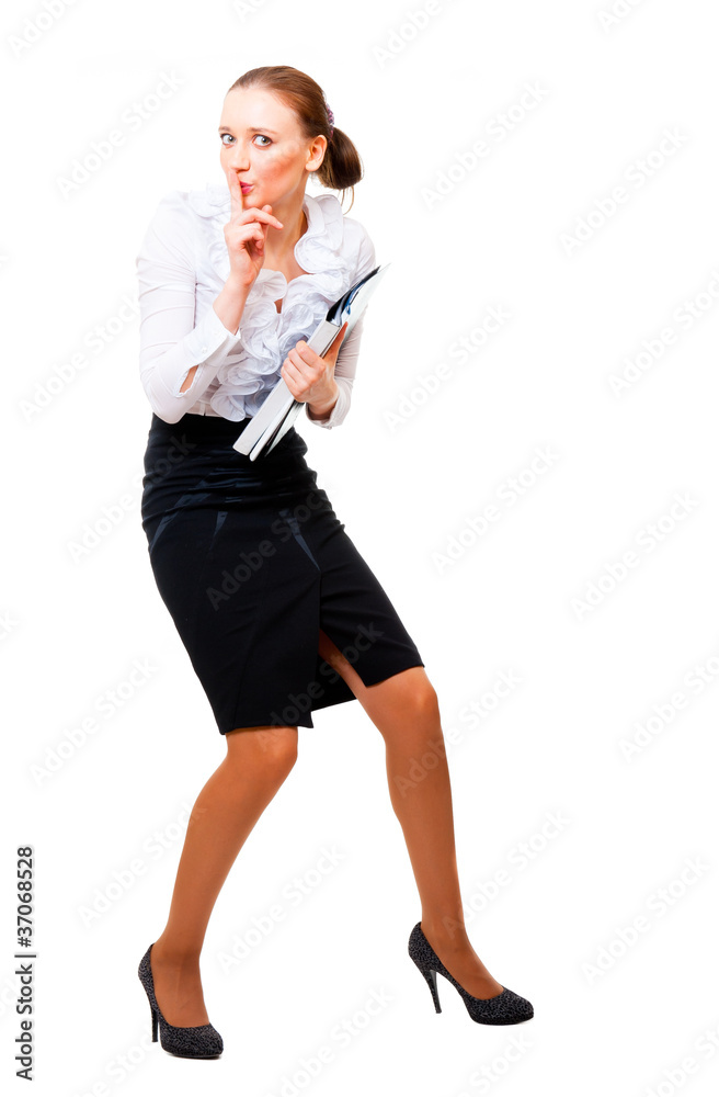 Fototapeta premium Businesswoman stole the secret files.