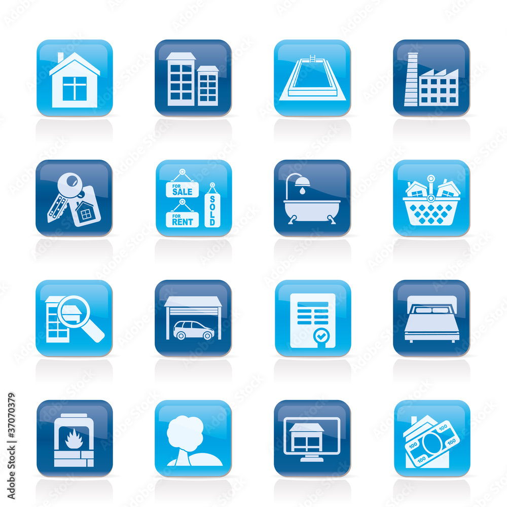 Real Estate objects and Icons - Vector Icon Set Real Estate objects and Icons - Vector Icon Set