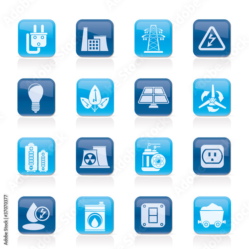 power, energy and electricity icons - vector icon set