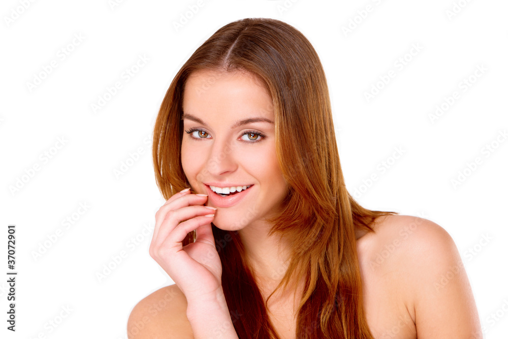 Portrait of beautiful young woman isolated on white Portrait of beautiful young woman isolated on white