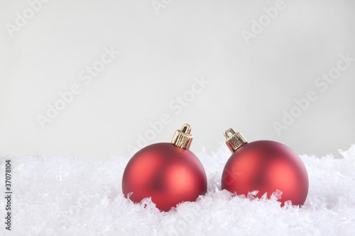 christmas balls on the snow