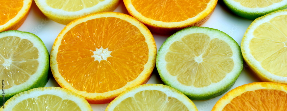 Obraz premium Citrus slices banner