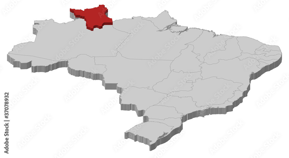 Map of Brazil, Roramia highlighted