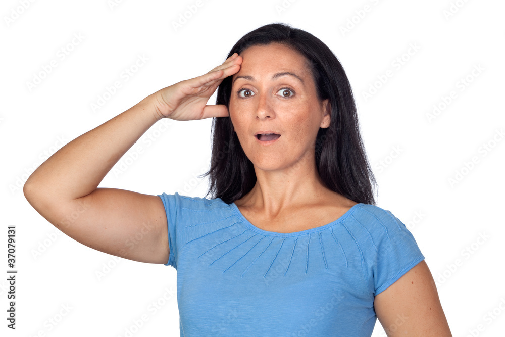 Surprised woman by forgetting something Surprised woman by forgetting something