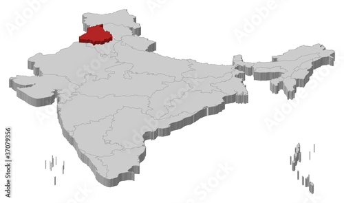 Map of India, Punjab highlighted