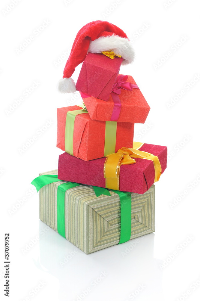 Santa Claus hat with Christmas presents Santa Claus hat with Christmas presents