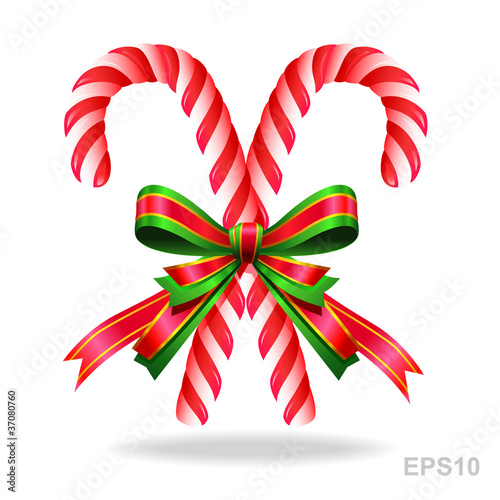 Christmas candy cane and ribbon