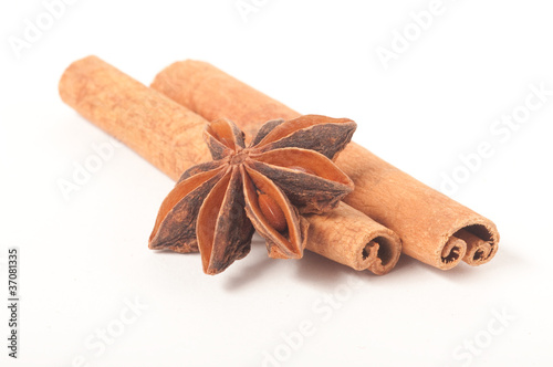 Cinnamon sticks and anise photo