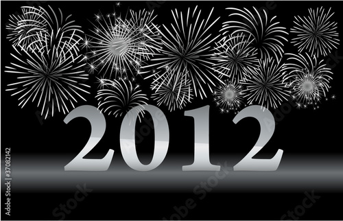 Silver New Year design with fireworks