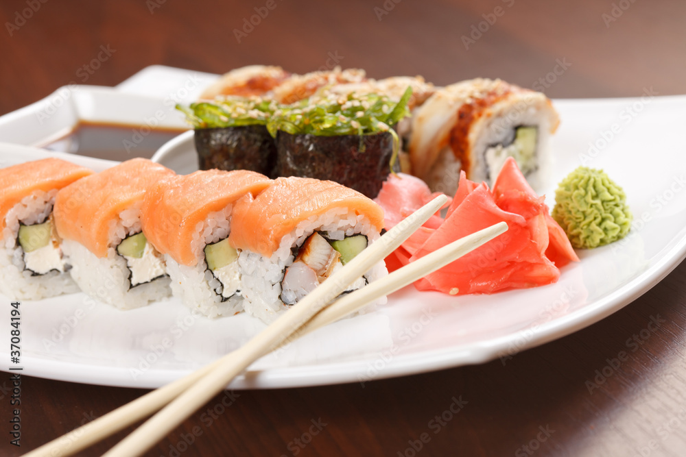 sushi on the plate