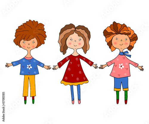 Girls. Set of cartoon characters