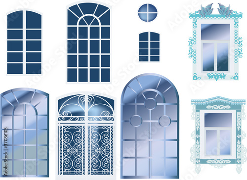 eight windows on white background