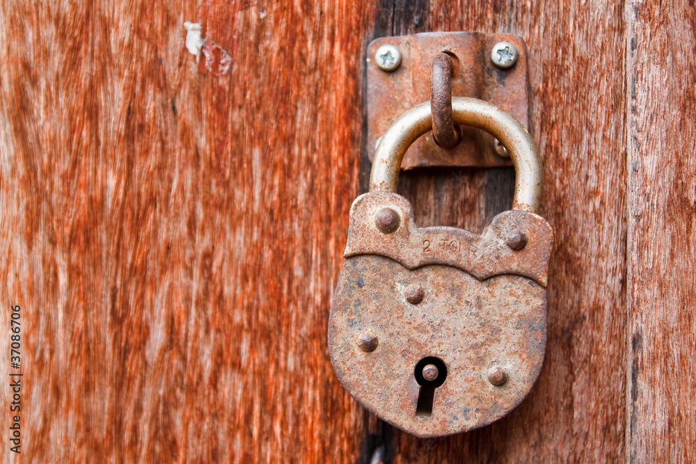 Antique old key has been locking Antique old key has been locking