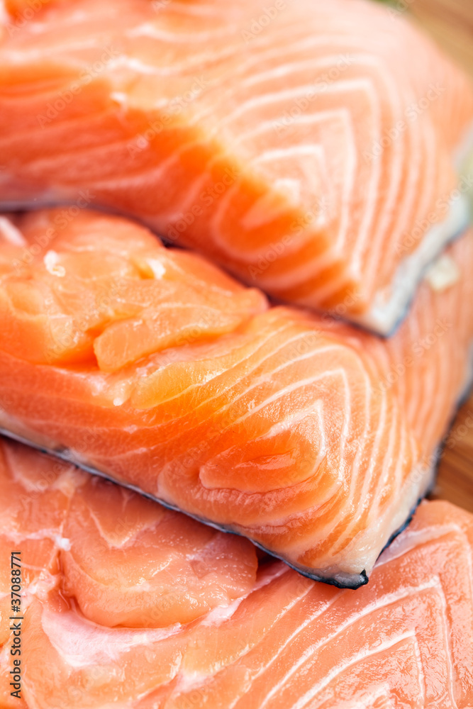 Red salmon fillet