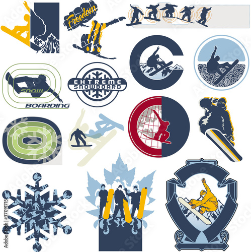 Snowboard vector labels