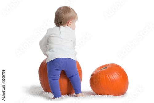 Girl with Pumpkin from Behind