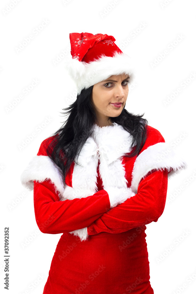 Angry Santa Claus woman with arms crossed Angry Santa Claus woman with arms crossed