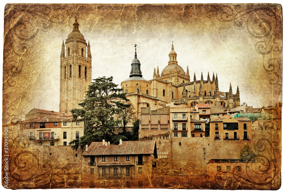 Obraz premium Segovia - medieval city of Spain - retro styled picture