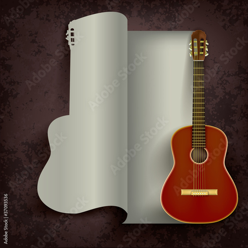 acoustic guitar on black