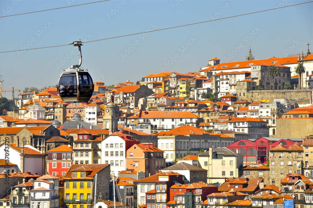 cable car over Oporto, Portugal