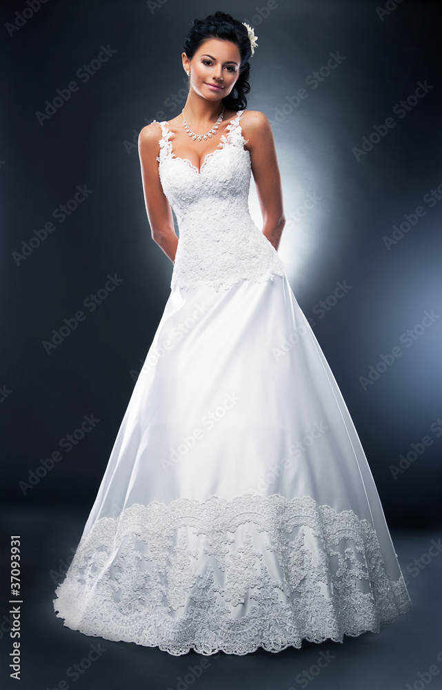 Bride in white wedding dress