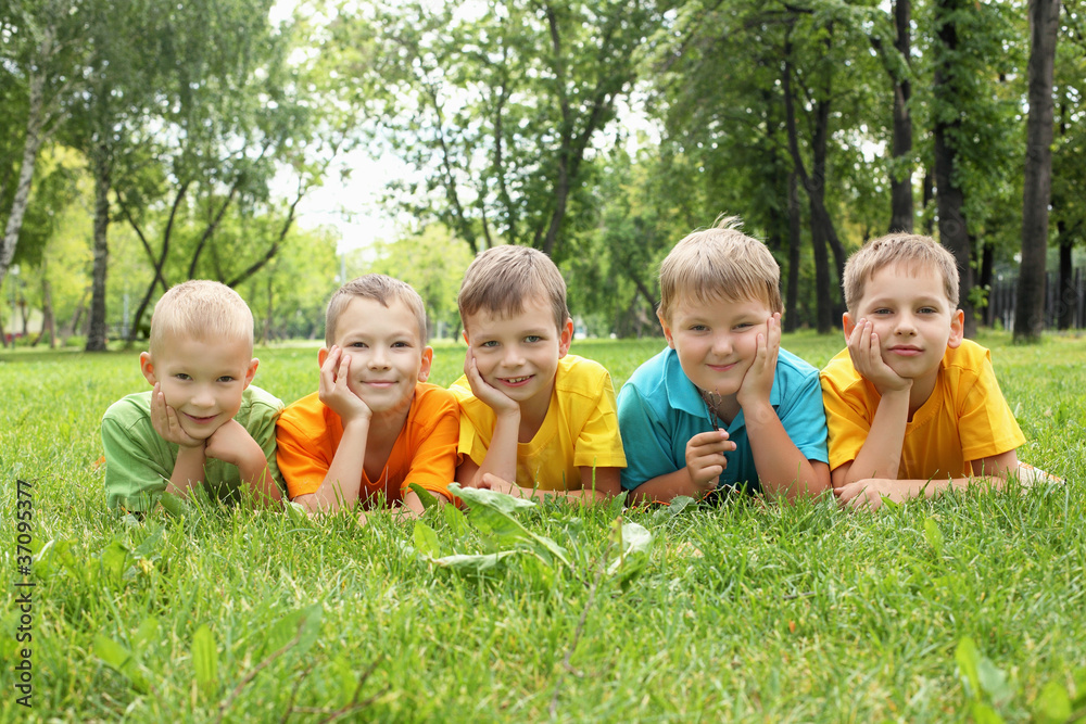 Group of children in the park Group of children in the park