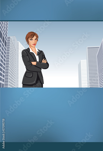 Template for advertising brochure with business people