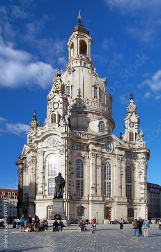 Frauenkirche and Monument to Martin Luther in Dresden