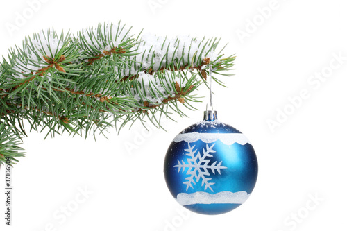 Christmas ball on the tree isolated on white