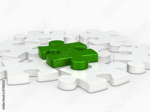 3d green puzzle piece