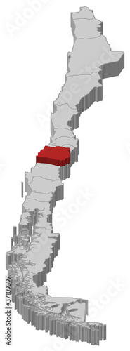 Map of Chile, Maule highlighted
