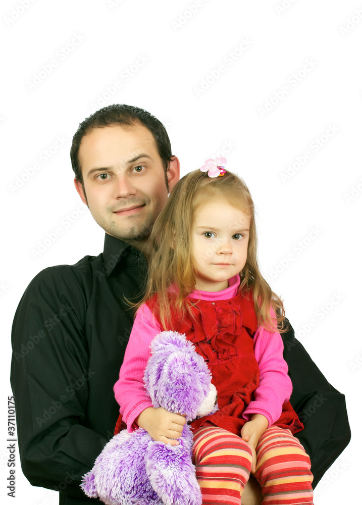 Portrait of happy father and his adorable little daughter Portrait of happy father and his adorable little daughter