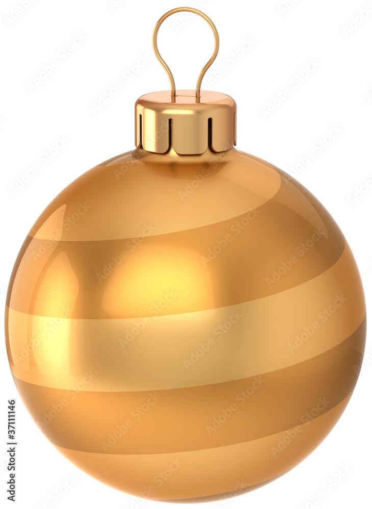 Obraz premium Golden Christmas ball decoration Happy New Year bauble