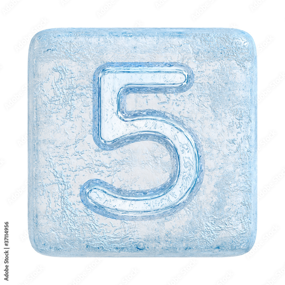 Ice cubes Font. Number 5 Ice cubes Font. Number 5